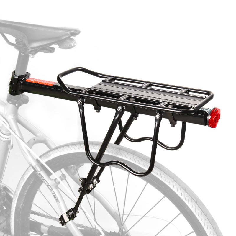 HOMEE Rear Bike Rack, 110 lbs / 50KGS Bike Cargo Racks Frame Aluminum Alloy Universal Adjustable Cycling Equipment Stand Footstock Bicycle Luggage Carrier with Tools and Reflector for 26"-29" Frames - Image 1